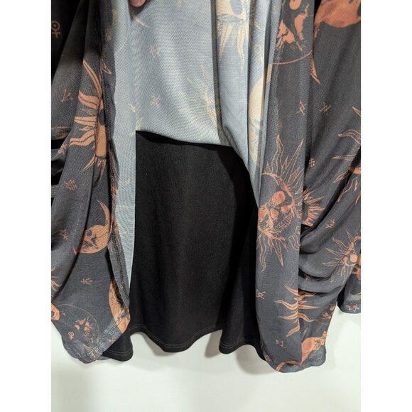 Cosmic Aura Women's Skull Celestial Mesh Bell-Sleeve Dress  Black Tan Sz 2X NWT - Picture 9 of 16